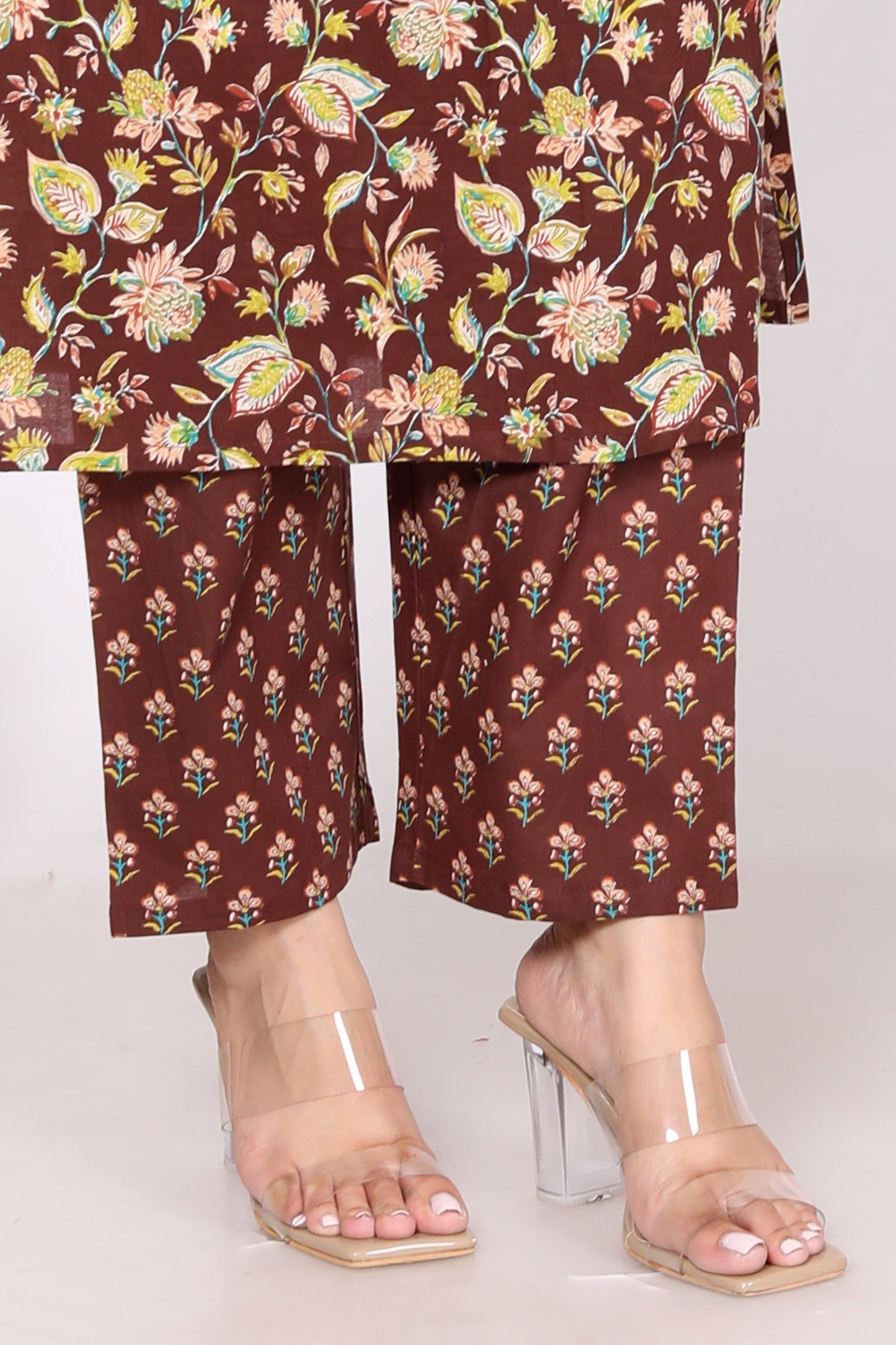 Maroon Cotton Printed Kurta Pant Set Dupatta with Embroidery work-800014